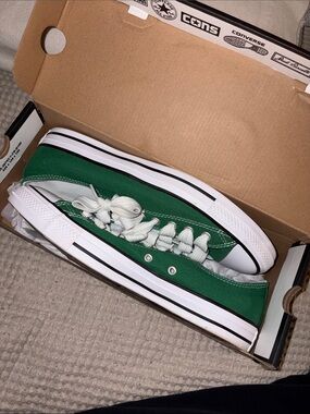 Converse Green Low-Top Canvas Sneakers with White Accents